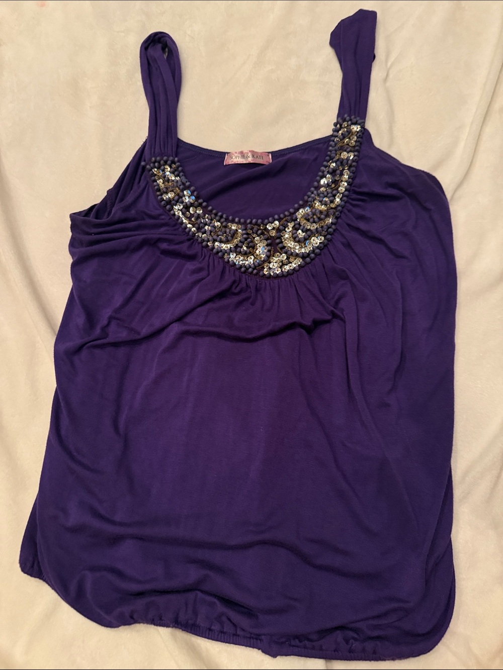 Embellished Purple Camisole Tank Top